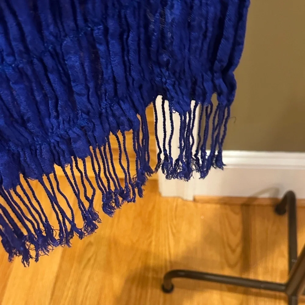 Vibrant Blue Textured Scarf